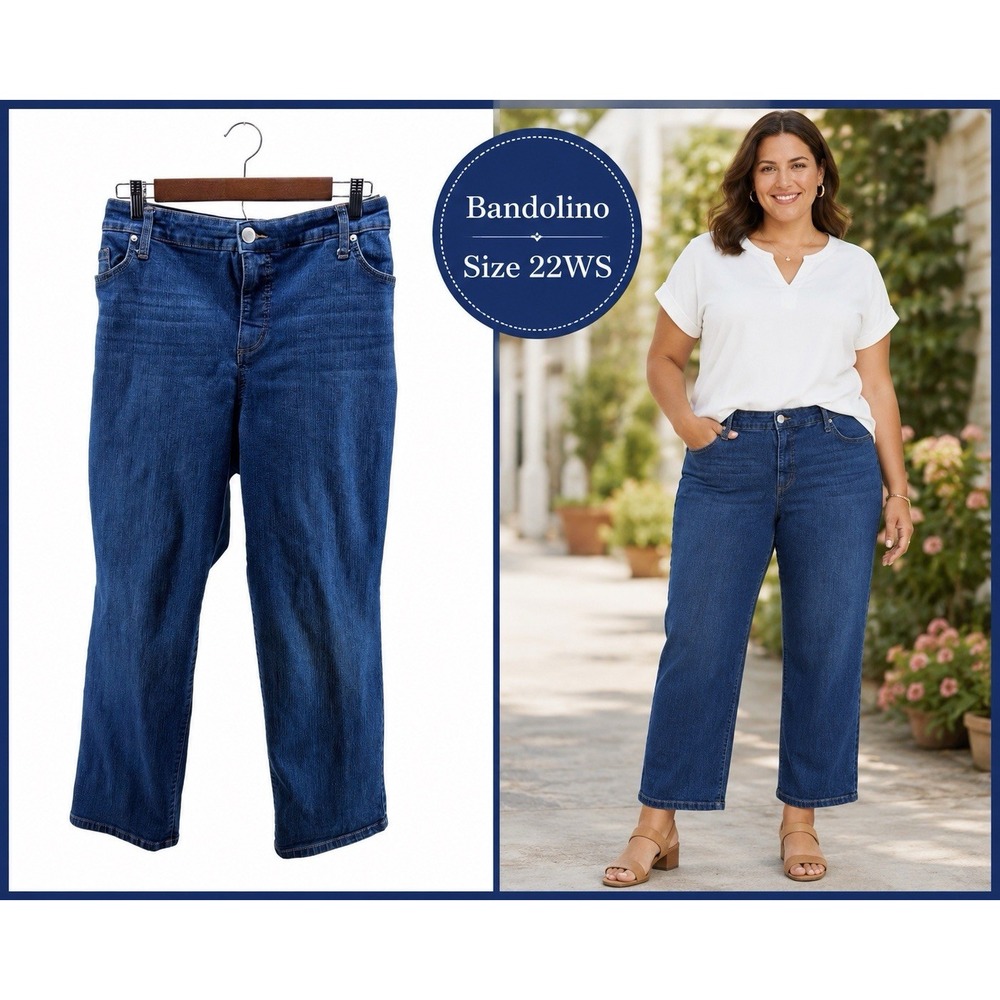 Bandolino Mandie Jeans 22WS Women's Short Straight Leg Stretch Blue Denim Plus